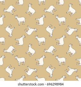 Seamless colorful pattern. Abstract background vector illustration with goats
