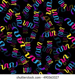 Seamless colorful pattern with abstract confetti. Vector illustration for your graphic design.