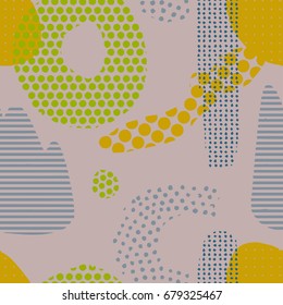 The seamless colorful pattern with abstract dots texture. Hand drawn overlapping  background for your design.Textile, blog decoration, banner, poster, wrapping paper.