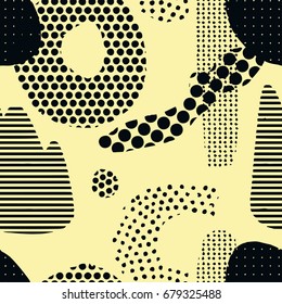 The seamless colorful pattern with abstract dots texture. Hand drawn overlapping  background for your design.Textile, blog decoration, banner, poster, wrapping paper.