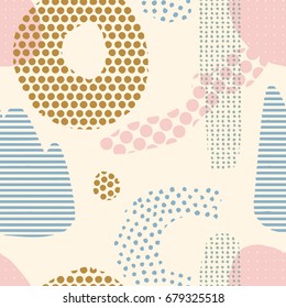 The seamless colorful pattern with abstract dots texture. Hand drawn overlapping  background for your design.Textile, blog decoration, banner, poster, wrapping paper.