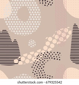 The seamless colorful pattern with abstract dots texture. Hand drawn overlapping  background for your design.Textile, blog decoration, banner, poster, wrapping paper.