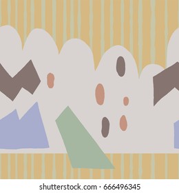 The seamless colorful pattern with abstract figures. Hand drawn overlapping background for your design.Textile, blog decoration, banner, poster, wrapping paper.