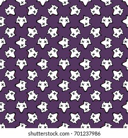 Seamless colorful pattern. Abstract halloween wallpaper. Vector background with fox skulls