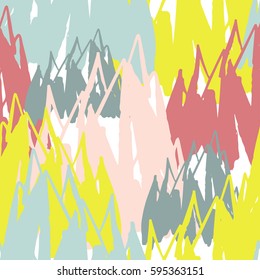 The seamless colorful pattern with abstract mountains and rocks. Hand drawn overlapping background for your design.Textile, blog decoration, banner, poster, wrapping paper.