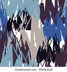 The seamless colorful pattern with abstract mountains and rocks. Hand drawn overlapping background for your design.Textile, blog decoration, banner, poster, wrapping paper.