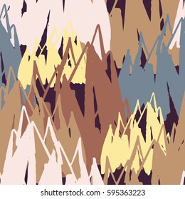 The seamless colorful pattern with abstract mountains and rocks. Hand drawn overlapping background for your design.Textile, blog decoration, banner, poster, wrapping paper.