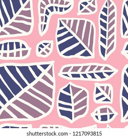 The seamless colorful pattern with abstract trend leaves. Hand drawn overlapping nature background for your design.Textile, blog decoration, banner, poster, wrapping paper.