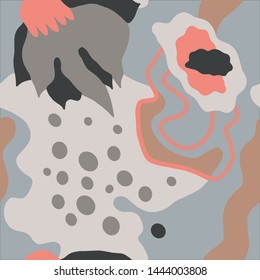 The seamless colorful pattern with abstract tropical plants. Hand drawn overlapping background for your design.Textile, blog decoration, banner, poster, wrapping paper.