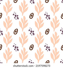 The seamless colorful pattern with abstract tropical plants. Hand drawn overlapping background for your design.Textile, blog decoration, banner, poster, wrapping paper.