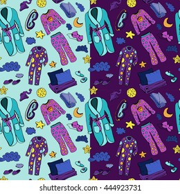 Seamless colorful pattern. Accessories for sleep
