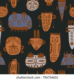 The seamless colorful pattern with african. Hand drawn overlapping tribal background for your design.Textile, blog decoration, banner, poster, wrapping paper.
