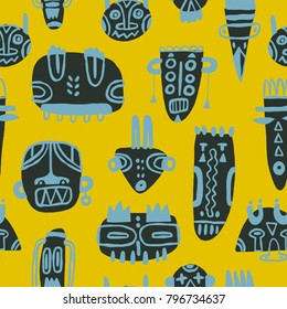 The seamless colorful pattern with african. Hand drawn overlapping tribal background for your design.Textile, blog decoration, banner, poster, wrapping paper.