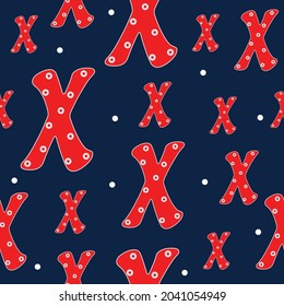 Seamless colorful pattern with alphabet X. Alphabet pattern. Vector illustration

