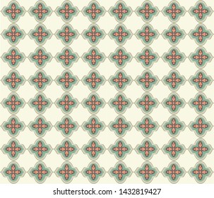 Seamless colorful pattern in Arabic style. Green and brown elements on a light background Print decor Element Vector design