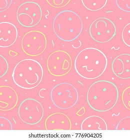 Seamless colorful pattern background with emoticons face
