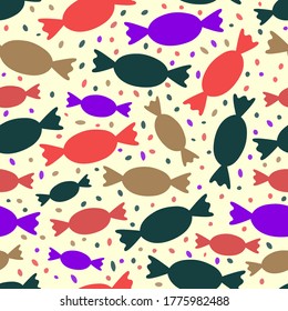 seamless colorful pattern background with shapes of candy