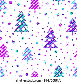 Patrón colorido sin inconfundibles con hermosos árboles de Navidad estilizados. Fondo vector festivo. Textil, envolvimiento