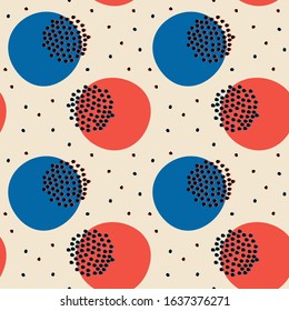The seamless colorful pattern with berries in scandinavian style. Hand drawn overlapping background for your design. Textile, blog decoration, banner, poster, wrapping paper.