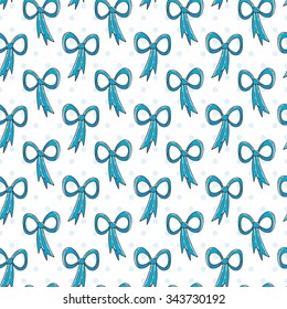 Seamless colorful pattern with bows. For textiles, wrapping paper, wallpaper, pattern fills, web page background, surface textures.
