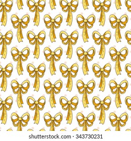 Seamless colorful pattern with bows. For textiles, wrapping paper, wallpaper, pattern fills, web page background, surface textures.