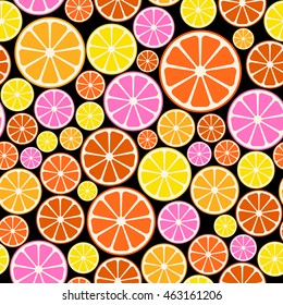 Seamless colorful pattern with citrus fruit.
