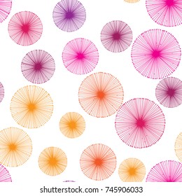 Seamless colorful pattern with dandelions on a white background. Vector repeating texture.