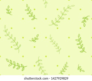 Seamless colorful pattern with dots and branches. Abstract background. Print for polygraphy, posters, shirts and textiles. Doodle for design