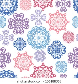 Seamless colorful pattern. Endless texture with snowflakes. Can be used for wallpaper, web page background.
