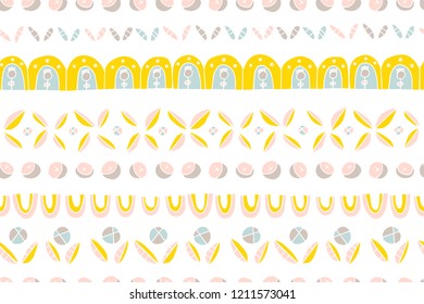 The seamless colorful pattern with ethnic  rustic scandinavian elements. Hand drawn  tribal overlapping background for your design.Textile, blog decoration, banner, poster, wrapping paper.
