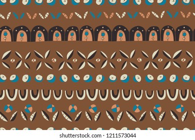 The seamless colorful pattern with ethnic  rustic scandinavian elements. Hand drawn  tribal overlapping background for your design.Textile, blog decoration, banner, poster, wrapping paper.