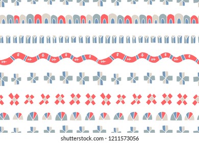 The seamless colorful pattern with ethnic  rustic scandinavian elements. Hand drawn  tribal overlapping background for your design.Textile, blog decoration, banner, poster, wrapping paper.