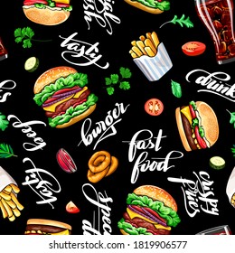Premium Vector Fast food seamless pattern delicious food colored  ornament cartoon vector illustration modern design for decor HD phone  wallpaper  Peakpx