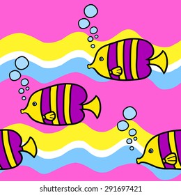 Seamless colorful pattern with fish