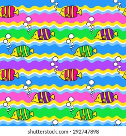 Seamless colorful pattern with fish