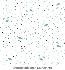Seamless colorful pattern with fish. Abstract texture for fabric, textile, apparel. Vector illustration