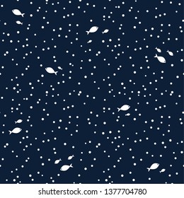 Seamless colorful pattern with fish. Abstract texture for fabric, textile, apparel. Vector illustration