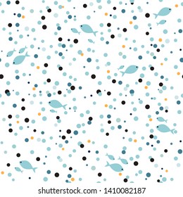 Seamless colorful pattern with fish. Abstract texture for fabric, textile, apparel. Vector illustration