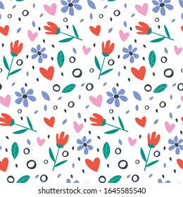 Diseño colorido sin inconvenientes con elementos florales. Ilustración vectorial.