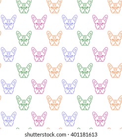 Seamless colorful pattern with frech bulldog