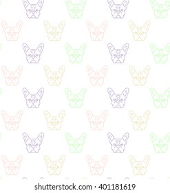 Seamless colorful pattern with frech bulldog