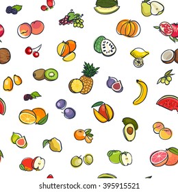 Seamless colorful pattern of fruits