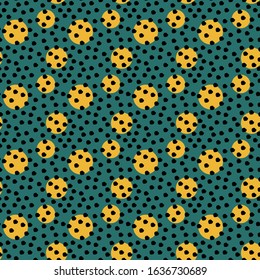 The seamless colorful pattern with geometric shapes in scandinavian style. Circles and dots. Hand drawn background for your design. Textile, blog decoration, banner, poster, wrapping paper.