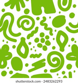  seamless colorful pattern with green shapes and spots. vector texture art