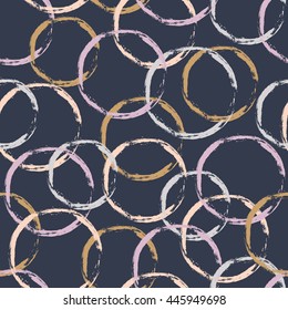 Seamless colorful pattern with grunge painted circles. Multicolored abstract texture with different rings. Seamless texture with round shapes.