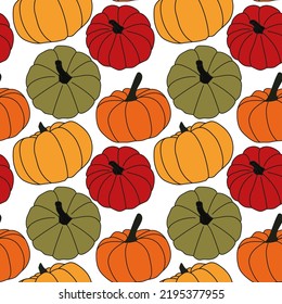 Seamless colorful pattern with halloween pumpkins
