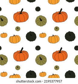 Seamless colorful pattern with halloween pumpkins

