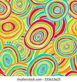 Seamless colorful pattern with hand drawn elements. Vector illustration for your graphic design.