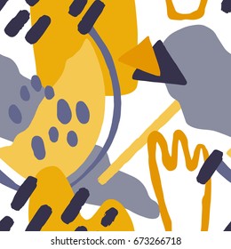 The seamless colorful pattern. Hand drawn overlapping background for your design.Textile, blog decoration, banner, poster, wrapping paper.