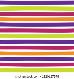 Seamless colorful pattern with horizontal stripes. Pattern can be used for fabric design, t-shirts and textiles. Print for polygraphy, wallpaper, wrapping papers, notebook. Vector background.